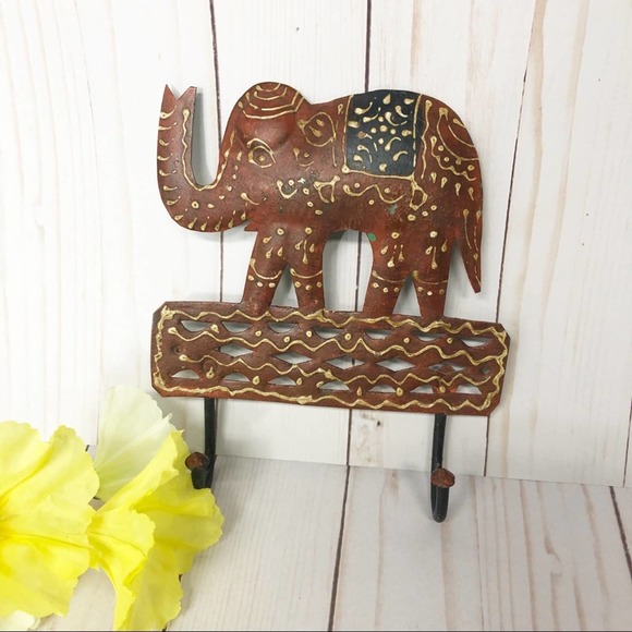 Metal Boho elephant Wall hanging hook Decor hooks